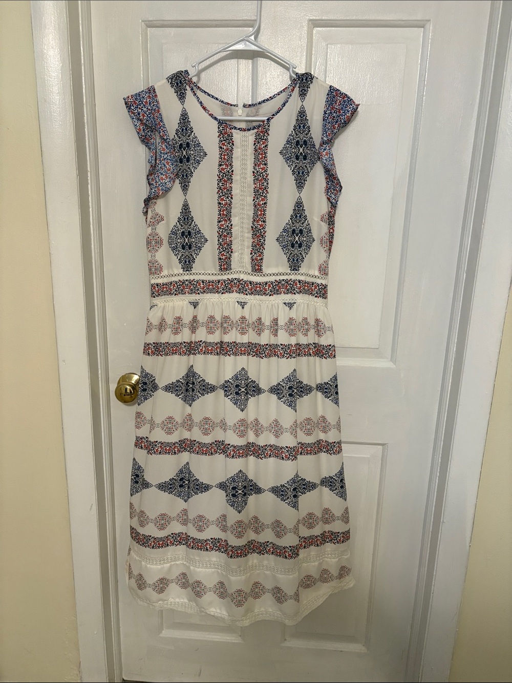 Loft White, Blue & Red Dress
